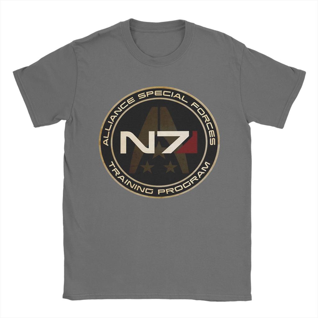 Футболка Mass Effect N7 для пары Уличная одежда Летние футболки с круглым вырезом Харадзюку Футболка Оптовая продажа Свободные топы