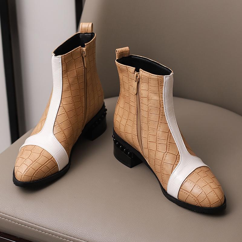 Krazing Pot Полиуретановые осенне-зимние туфли 47 размера 48 размера 49 размера 50 смешанные цвета сексуальные ботинки с круглым носком на молнии сохраняющие тепло ботильоны