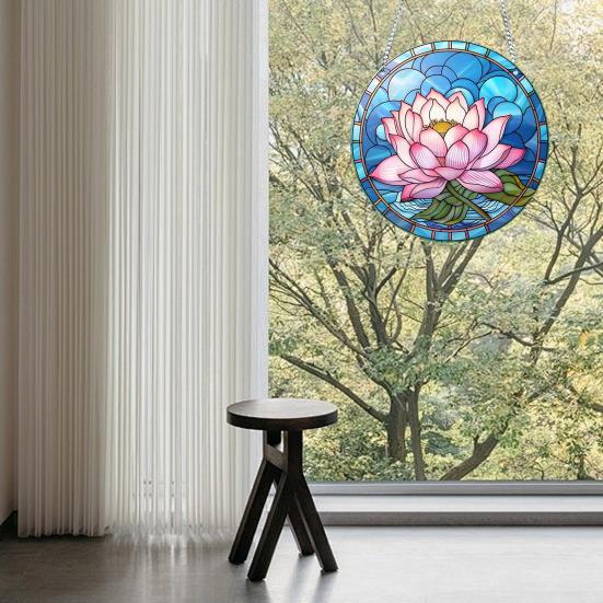 Stained Glass Flower Hanging Decoration Living Room Wall Window Hanging Floral Plants Ornament