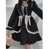 Japanese Lolita Gothic Dress Girl Patchwork Vintage Designer Mini Dress Japan Style Kawaii Clothes Fall Dresses for Women