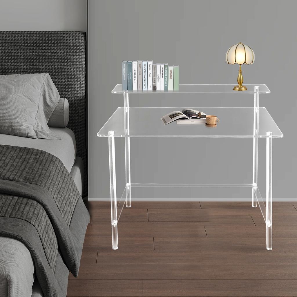 Прозрачный акриловый письменный стол с 2 ярусами, современный домашний офисный стол, акриловый компьютерный стол для кабинета с грузоподъемностью 40 кг / 88,18 фунтов