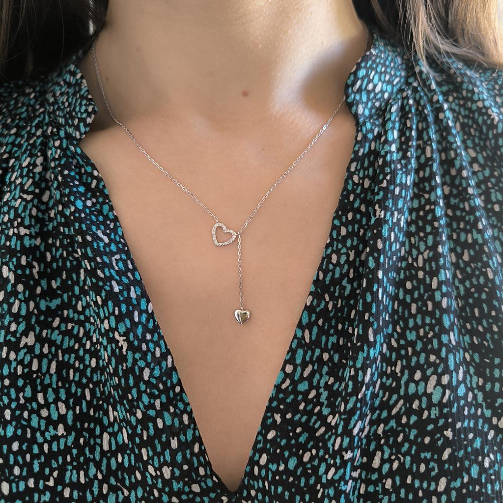 Серебряное колье с фианитами, вес изделия 2,79 гр (2208846)