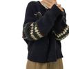Ретро японский ленивый стиль женский вязаный жаккардовый свитер кардиган