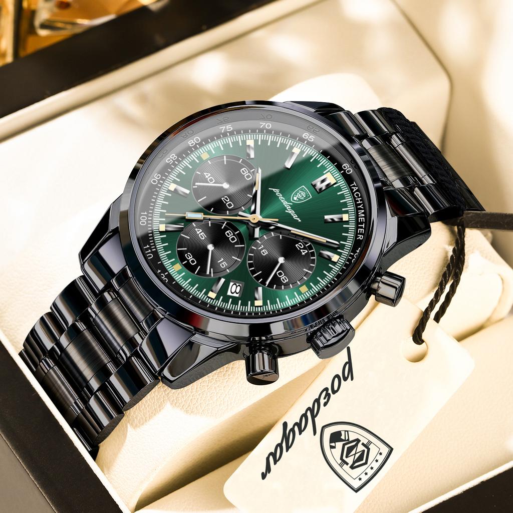 POEDAGAR Fashion Men Watch Waterproof Luminous Chronograph Military Male Clock Leather Luxury Quartz Elegant Men's Watches Reloj