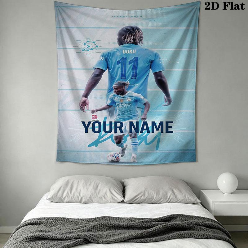 Custom Man City Wall Hanging Printed Fabric Blanket Decorative Tapestries for Bedroom Living Room Home Decor
