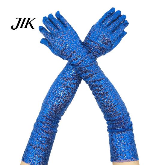 Theatrical Role Play Accessories 1 Pair Sequin Reflective Gloves for Women, Stretchy Long Elegant Prom Handwear Opera Party Stage Performance