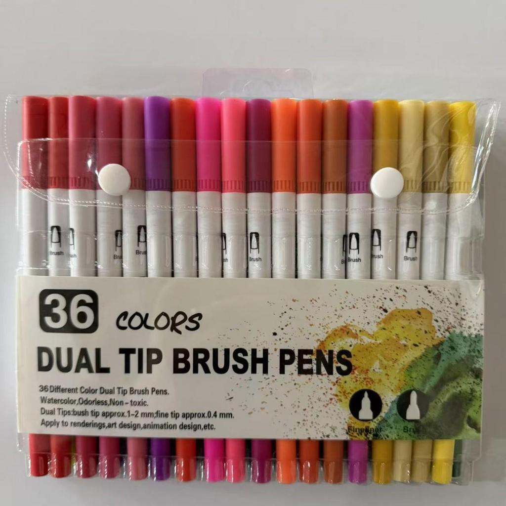 Набор двусторонних акварельных ручек на водной основе с цветным тонким линером и мягким наконечником