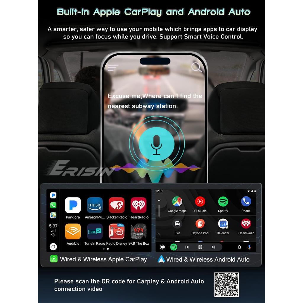EU Erisin ES6691V Android 14 Car Stereo GPS Navi CarPlay DSP Auto Radio for VW Sharan Golf Seat Altea Skoda Fabia Dashboard