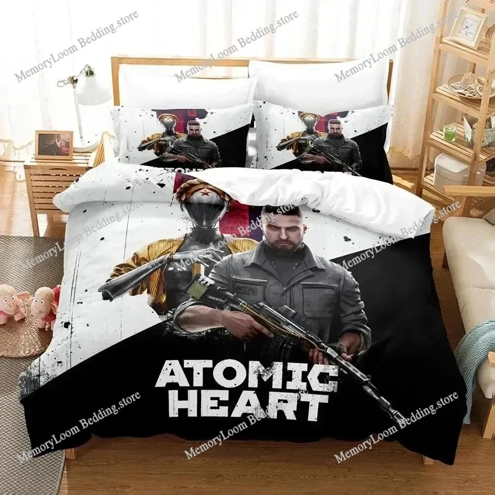 3D Печать Игровой Набор Постельного Белья Atomic Heart ПолиэстерПододеяльник Наволочка Одеяло Размер King Queen Мальчики Взрослый Пододеяльник Комплект Постельного Белья