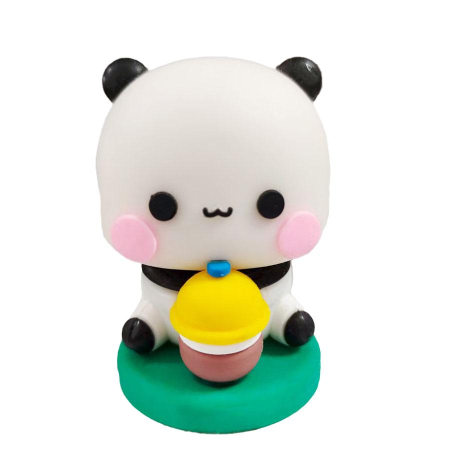 Cute Kawaii Bubu & Dudu Panda Bear Figure Cartoon Exciting Bear Miniatures Collectible Animal Toy Doll Ornament Home Derocation
