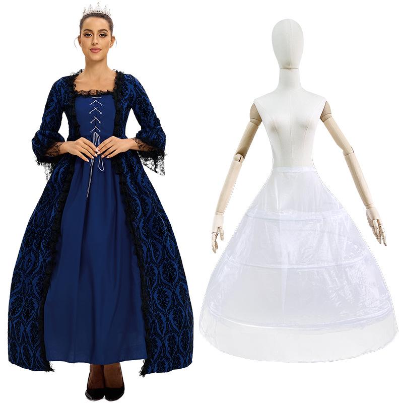 S-XL Plus, High-End Court Dress Lace Splicing Dress Vintage Medieval Renaissance Dress