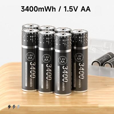 1,5 В AA литий-ионная аккумуляторная батарея AA 3400 МВтч 1,5 В литий-ионная батарея типа Aa для игрушечного дистанционного управления Mp3-часы игрушечная батарея