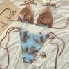 Spot Split Swimsuit Women's Neck Strap Triangle Cup Bikini European and American High-waisted and Thin Beach Swimsuit