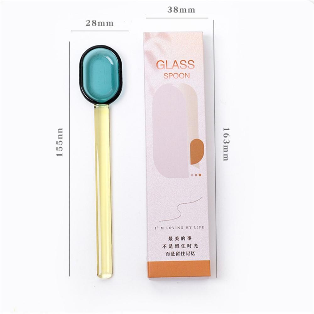 Цветная стеклянная кофейная ложка с длинной ручкой для мороженого, десерта, чая, молока, ложки для пикника, кухни, напитков, столовых приборов, изделий