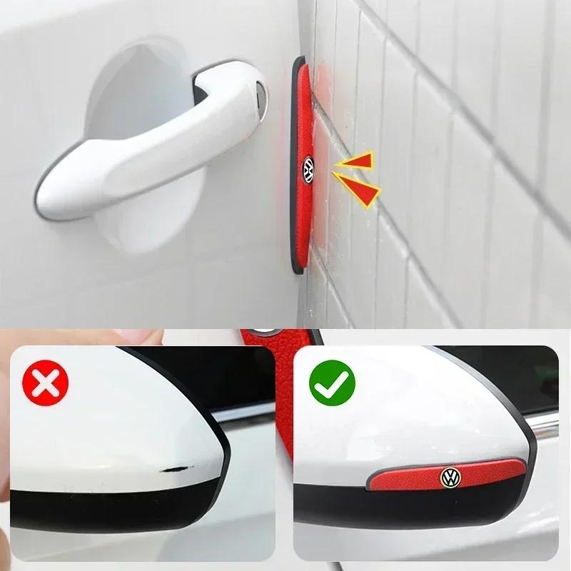 4pcs Rubber Bumper Strip Car Door Anti-Collision Emblem Sticker For VW GTI Polo Golf Passat Tiguan Arteon Touareg Taigo Caddy