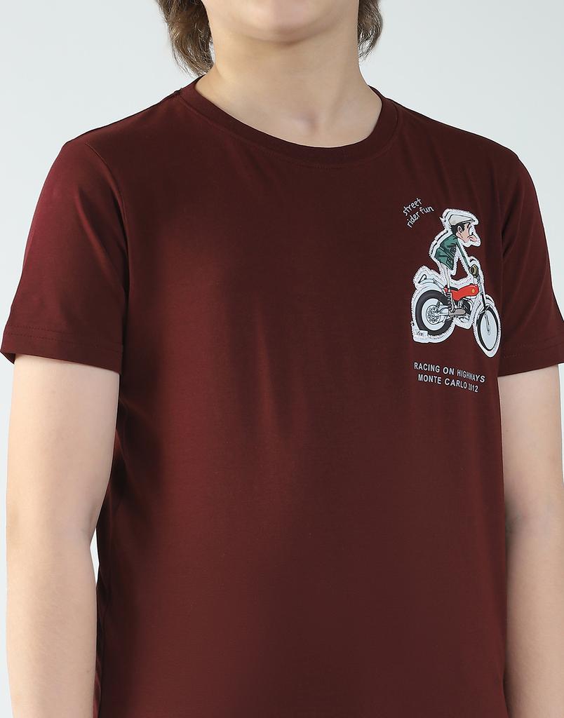 MONTE CARLO Boy's Regular Fit Printed Half Sleeve T-Shirt