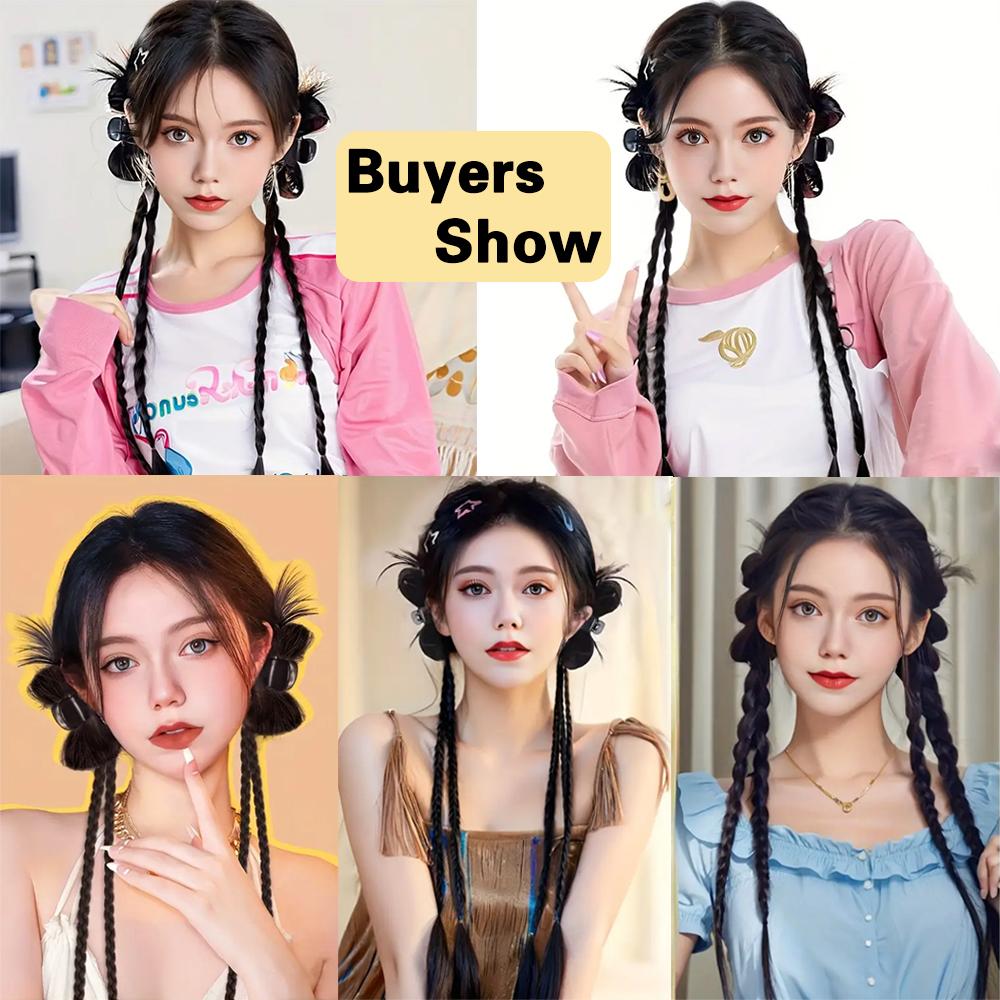 LISI HAIR 1 шт. синтетический длинный прямой конский хвостик-наращивание бабочка коготь в двух маленьких плетеных хвостиках аксессуары для волос для женщин