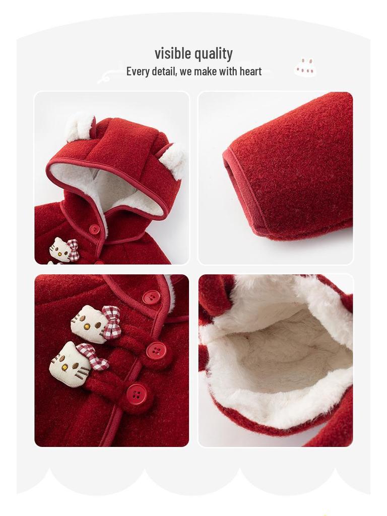 Детская куртка с капюшоном на флисовой подкладке - Стиль Осень/Зима 2025, Густая овечья шерсть, Зимнее пальто для детей.