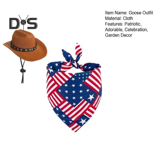 Наряд гуся на День независимости, балаклава с американским флагом, ковбойская шляпа, набор для 23-дюймовой статуи гуся, патриотическое украшение для газона, сада, патио, двора