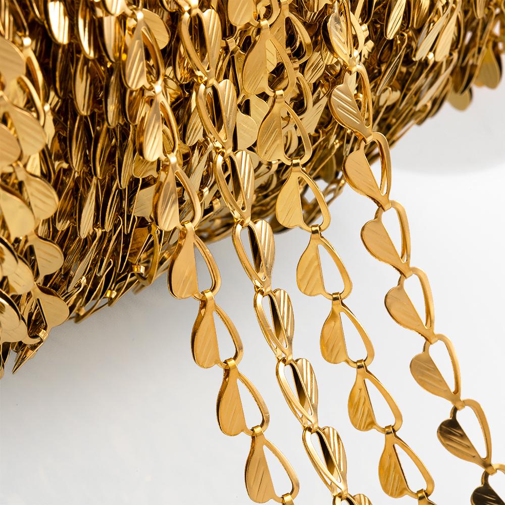 1M Stainless Steel Printed Dot Striped Square Necklace Chain Geometry Link Chains DIY Bracelet Accessory Jewelry Making Supplies