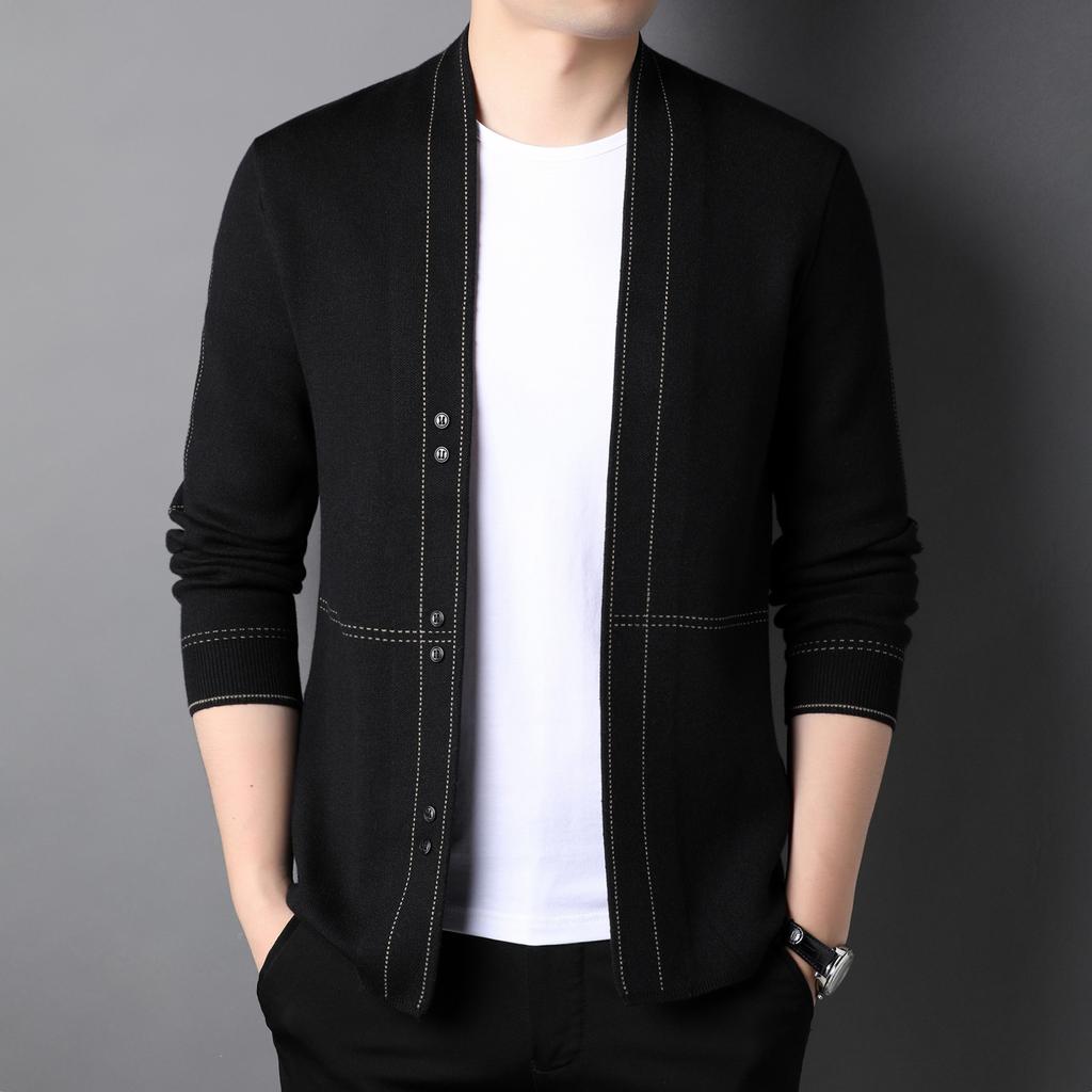 Autumn New Wool Young Men's Sweater Cardigan Wear Korean Version of The Trend Coat with Sweater