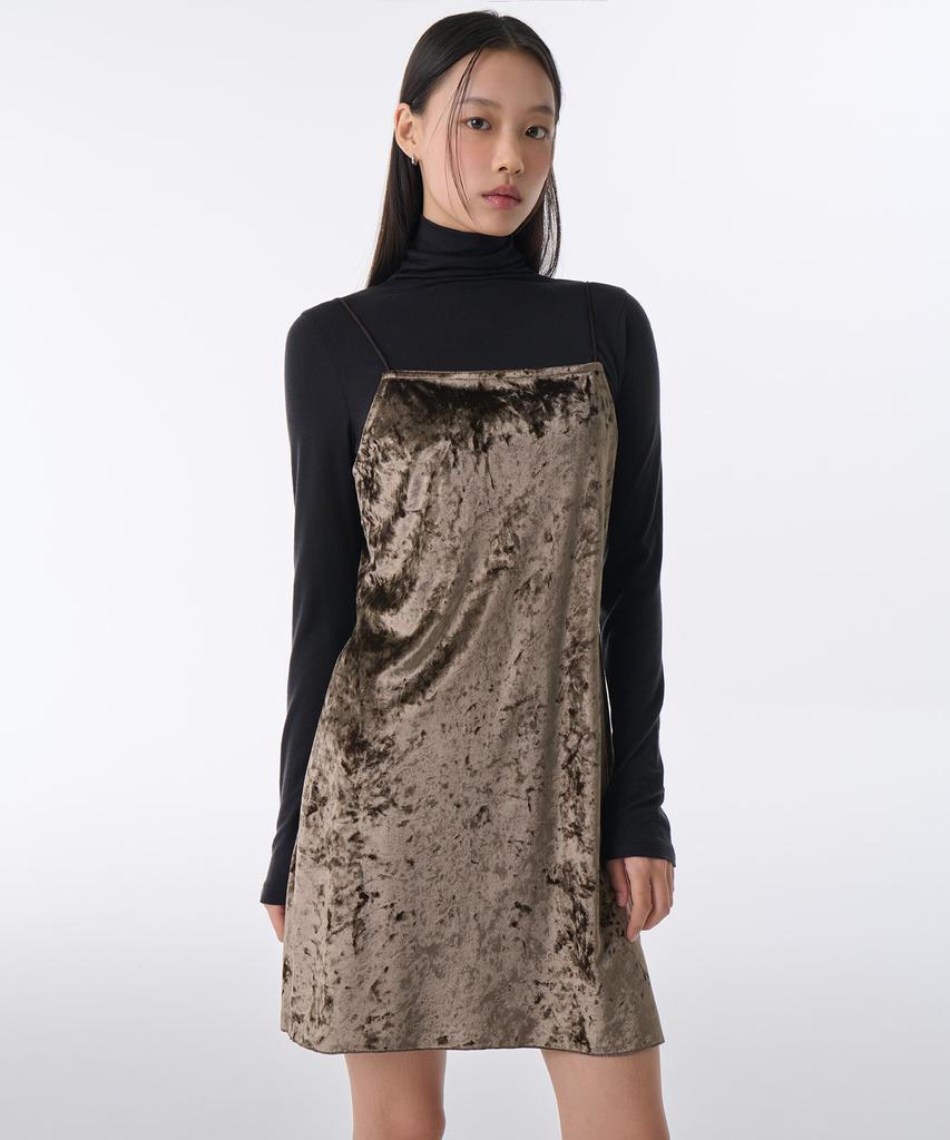 MUSINSA STANDARD WOMAN Женское бархатное мини-платье-бюстье [Коричневый]