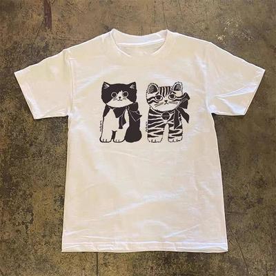 Женская хлопковая футболка, повседневная футболка с коротким рукавом и круглым вырезом, модная уличная одежда, летняя футболка с графическим принтом, Харадзюку Y2K