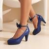 Women Ankle Strap Spike High Heels Bow Platform Round Toe Pumps Glossy Patent Leather Summer Autumn Sweet Lolita Shoes