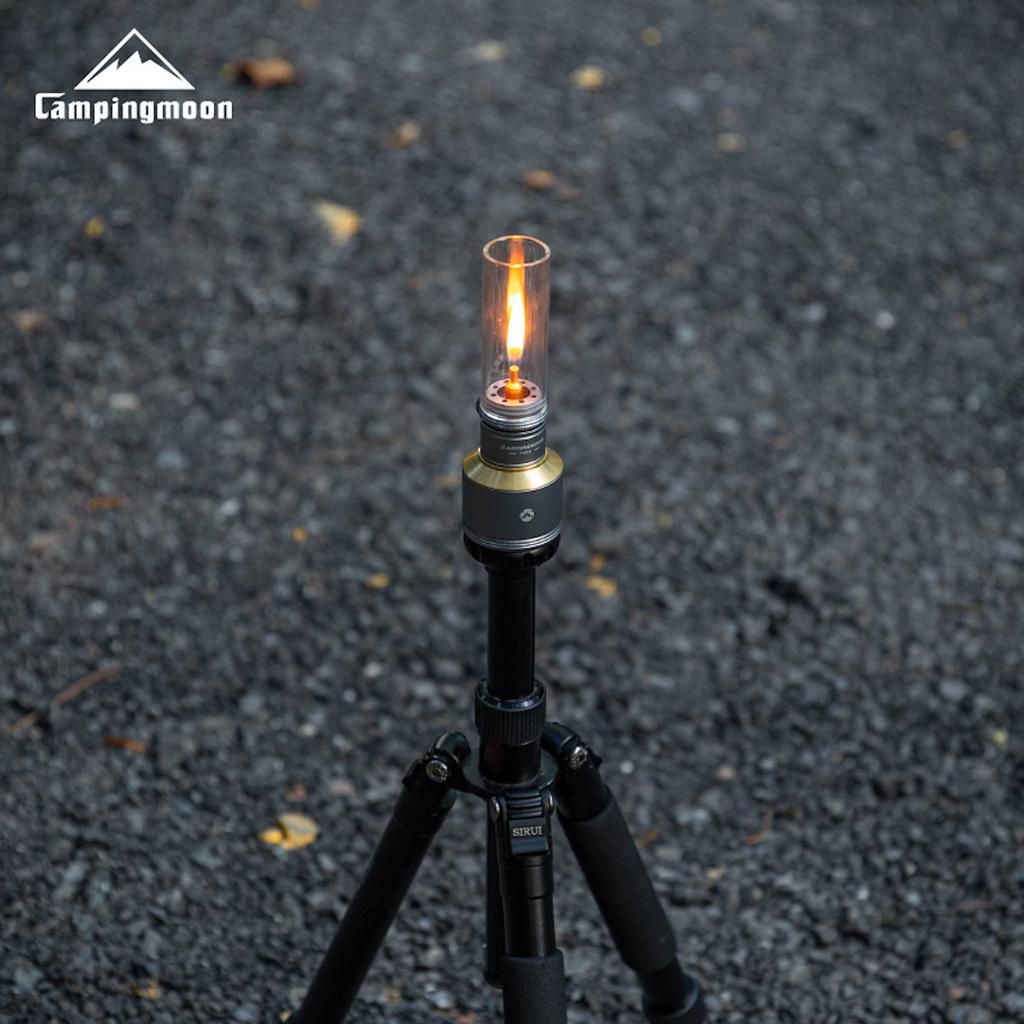 Газовая свеча-фонарь CAMPING MOON с отдельным баллоном и деревянным чехлом T-1D15
