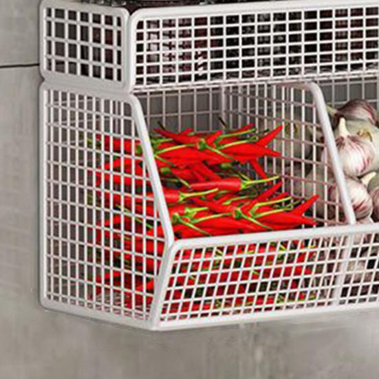 Корзина для хранения из проволочной сетки, большая вместимость, прочная, несущая, простая установка, настенная полка, органайзер, корзина