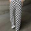 Женские брюки с высокой талией, эластичные, клетчатые, широкие, повседневные брюки свободного кроя, повседневная одежда для работы и отдыха
