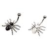 316L Хирургическая сталь Паук Стразы Кольцо для пирсинга пупка Белый/Черный Подвеска Пирсинг тела AVE