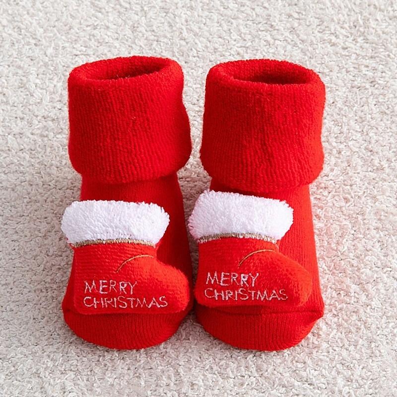 Newborn Baby Boys Girls Socks Anti Slip Winter Thick Warm Infant Toddler Christmas New Year's Short Floor Children Socks