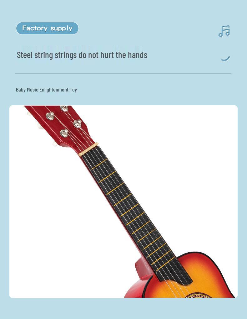 Красочная 25-дюймовая гитара из липы для детей – Игрушечный инструмент для начинающих и подарок