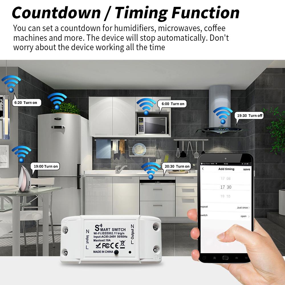 Tuya WiFi Smart Switch Breaker Беспроводной выключатель света Голосовое управление Таймер APP Smart Life Работа с Alexa Google Home 110 В 220 В