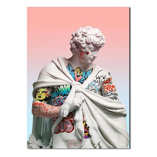 Современная скульптура, холст, живопись, граффити, художественные принты, Аполлон, мрамор, Дэвид Пополо, постеры, настенная картина для галереи, домашний декор