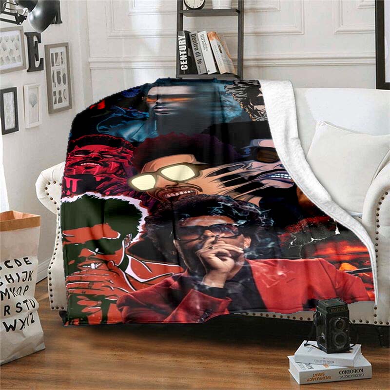 The customizable T-The Weeknd flannel soft blanket is suitable for home, bedroom, bed, sofa, travel, and children's use.