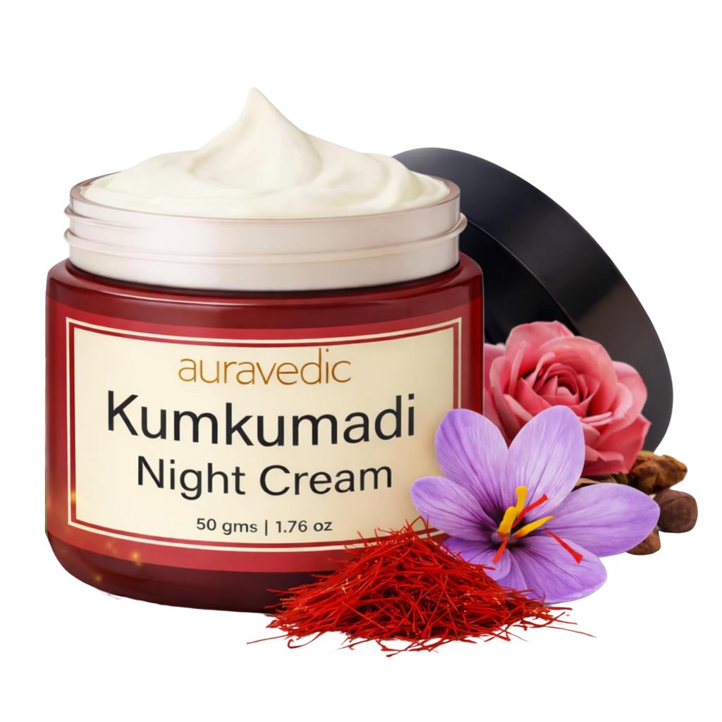 Auravedic Ночной крем Kumkumadi с ретинолом для лица - Ночной крем для женщин с ниацинамидом, ретинолом, шафраном и падмакой - Ночное восстановление и регенерация