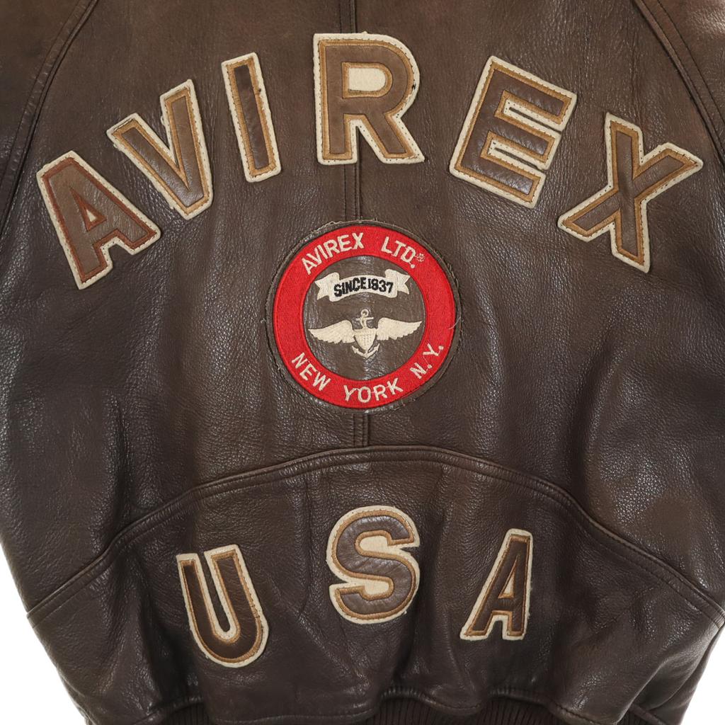 AVIREX 90-е Старая кожаная куртка S Коричневый Блузон Мужская Б/У