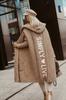 Winter Mid Length Letter Knitted Cardigan With Long Sleeves And Loose Pockets, Knitted Sweater