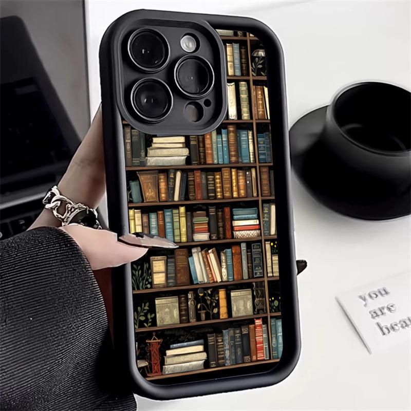 Shockproof Bumper Phone Case For iPhone 16 15 14 13 12 11 Pro Max XS X XR 7 8 Plus Mini SE 2020 2022 Bookshelf Print