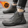 New Winter Waterproof Men Plush Warm Snow Boots Outdoor Non-slip Men Ankle Work Boots Men's Motorcycle Botas Hombre