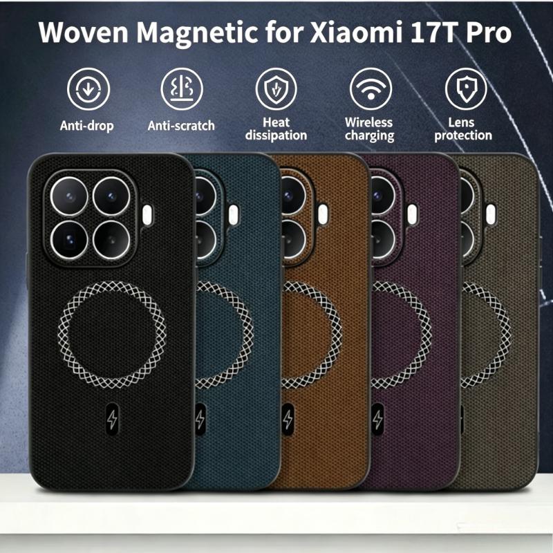 Деловой Текстурированный Тканевый Магнитный Чехол для Телефона для Xiaomi 17T Pro 17T 15T Pro 15T 14T Pro для Magsafe Ударопрочная Задняя Крышка