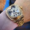 Forsining Luxury Retro Mens Watches Engraved Square Skeleton Automatic Mechanical Watch Stainless Steel Strap Royal Wristwatches