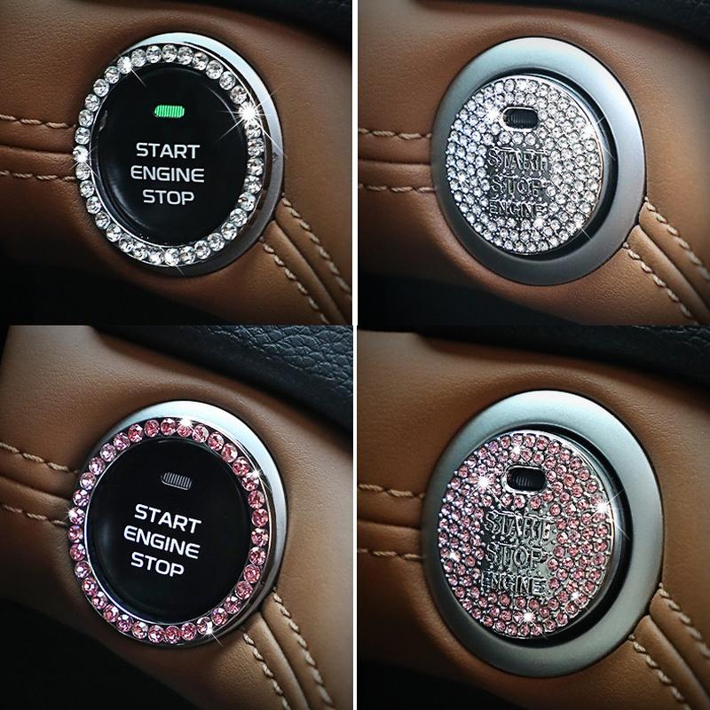 Кнопка запуска зажигания автомобиля, алмазные стразы, 3D металлические наклейки, декор, авто, мотоцикл, универсальный, блестящий декор в один клик