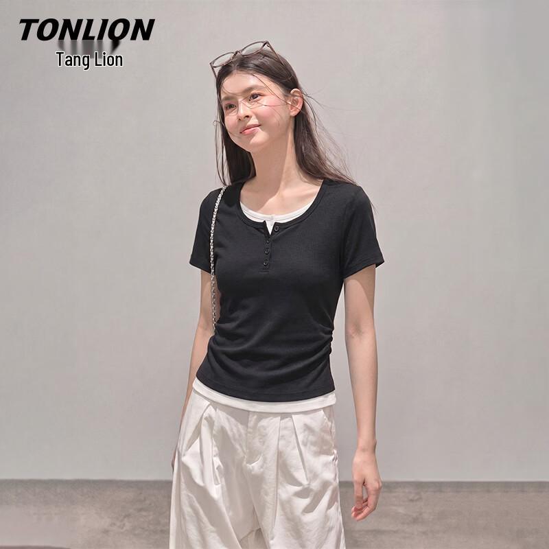 Женская футболка TonLion с цветовыми блоками и плиссированной талией