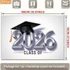 2D Class of 2026 Graduation Photography Backdrop Silver Metallic Number & Cap Party Background