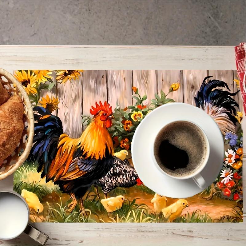 1 шт. Фермерский цыпленок Дизайн Декор дома Кухонные салфетки-подставки, Печатные изолированные настольные салфетки-подставки, Подходят для семейного праздника на открытом воздухе