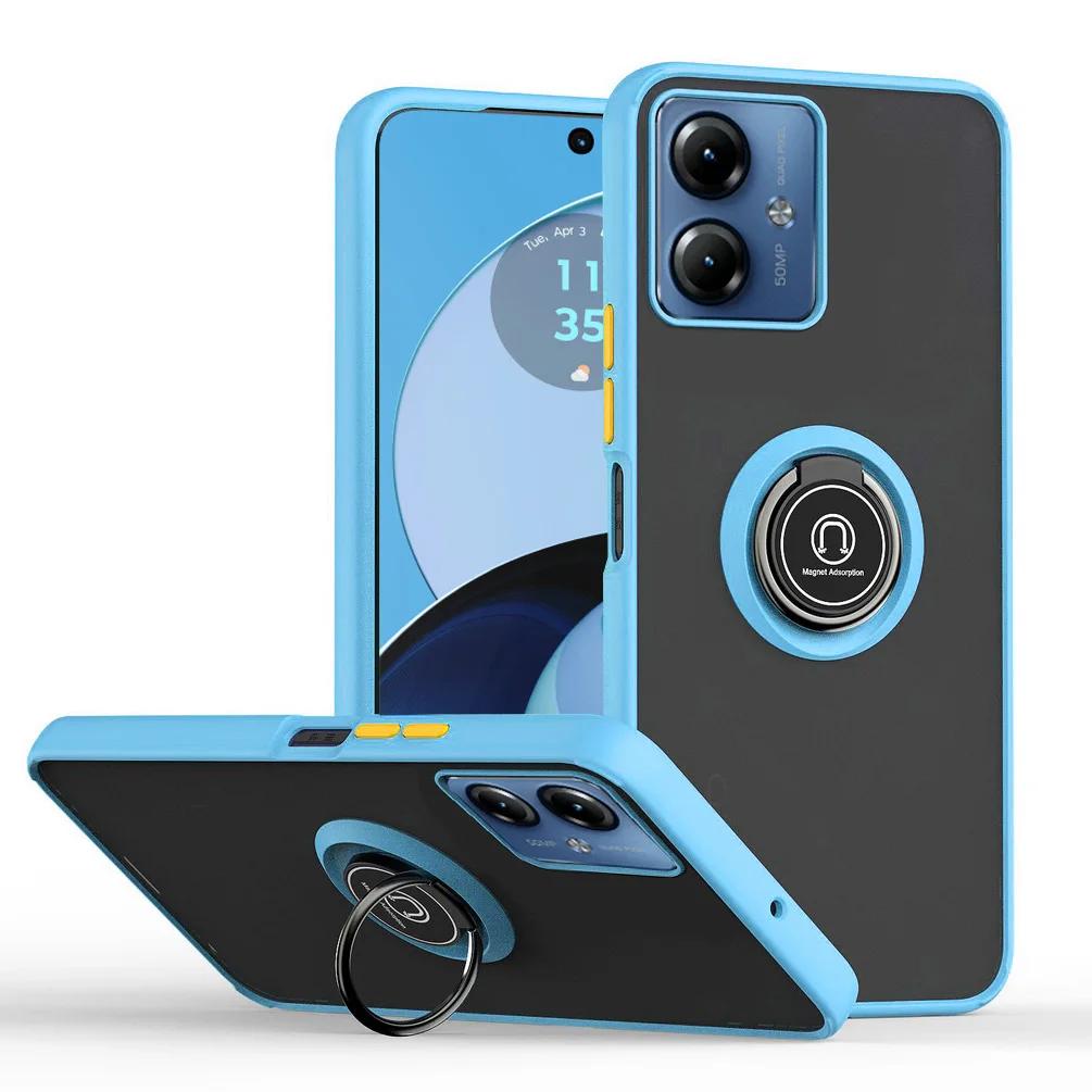 Матовый защитный чехол для Motorola Moto G14 G04 G04S G24 G54 G84 G53 G23 G13 G52 G42 E14 чехол-кольцо магнитный держатель подставка бизнес полная защита