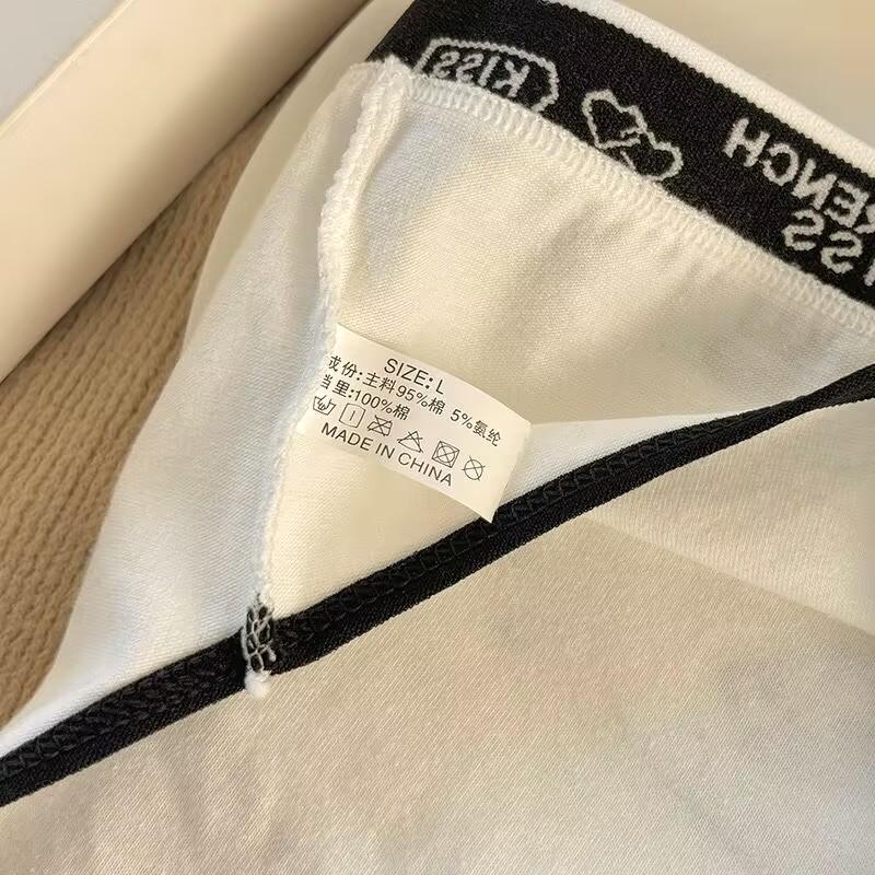 Fashion Women's Mid Waist Vertical Striped Cotton Panties Simple Comfortable Briefs Wearable Underwear